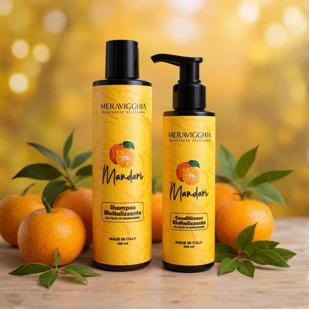 KIT Capelli Ricci Shampoo + Balsamo all'Olio di Mandarino Siciliano